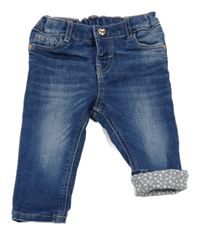 Tmavomodré podšité skinny rifle H&M