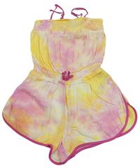 Žluto-růžový batikvoaný lehký kraťasový overal Monsoon