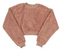 Starorůžová chlupatá crop mikina H&M