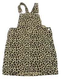 Béžovo-hnědo-černé riflové laclové šaty s leopardím vzorem Matalan