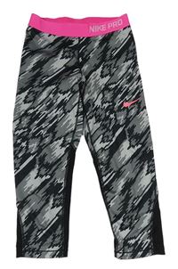 Šedo-černo-růžové army capri legíny Nike 