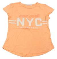 Neonově oranžové tričko s nápisy H&M