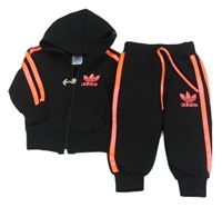 2set - Černo-růžová propínací mikina s kapucí + tepláky s pruhy Adidas