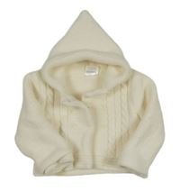 Bílý pletený vzorovaný kabátek s kapucí 