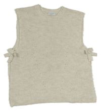 Béžová melírovaná svetrová vesta s mašlemi Primark