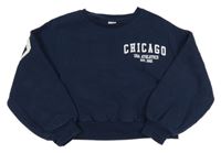 Tmavomodrá crop mikina s nápisy Next