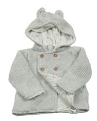 Světlešedý pletený podšitý kabátek s kapucí M&S