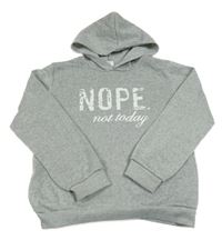 Světlešedá melírovaná mikina s nápisem a kapucí 