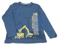 Šedomodré triko s bagry a nápisy 