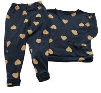 Tmavomodré plyšové pyžamo se srdíčky Nutmeg