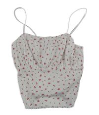 Bílo-červený žebrovaný květovaný crop top New Look