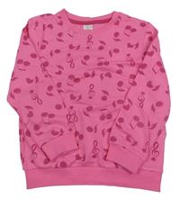 Růžová mikina s notami 