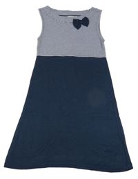 Tmavomodro-bílé šaty s pruhy a mašlí Name it