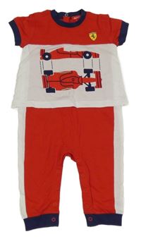 Červeno-bílo-tmavomodrý overal s formulemi - Ferrari
