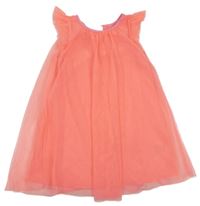 Neonově růžové tylové třpytivé šaty H&M