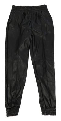 Černé koženkové cuff kalhoty Primark