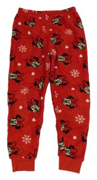 Červené plyšové pyžamové kalhoty s Minnie Primark