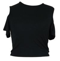 Dámské černé žebrované crop tričko s průstřihy New Look 
