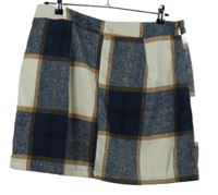 Dámská tmavomodro-béžovo-smetanová kostkovaná flaušová sukně zn. Shein 