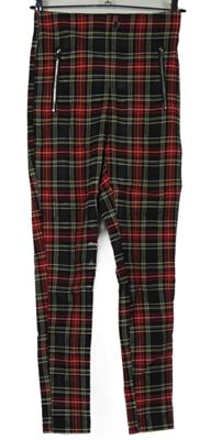 Dámské červeno-černé kostkované tregíny Zara 