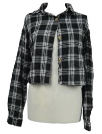 Dámská černo-bílá kostkovaná crop halenka Shein 