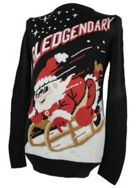 Pánský černý vánoční svetr se Santou New Look 