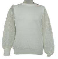 Nové - Dámský bílý svetr s tylovými vzorovanými rukávy Savida 