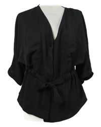 Dásmká černá peplum halenka s páskem Primark 