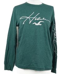 Pánské zelené melírované triko s logem Hollister 