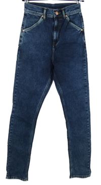 Nové - Dámské tmavomodré skinny rifle s vysokým pasem LKLL