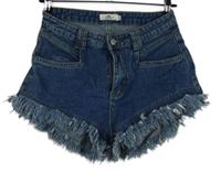 Dámské tmavomodré riflové kraťasy s třásněmi Mochy 