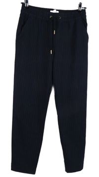 Dámské tmavomodré proužkované teplákové kalhoty H&M