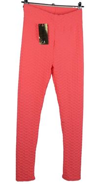 Nové - Dámské neonově růžové vzorované sportovní legíny 