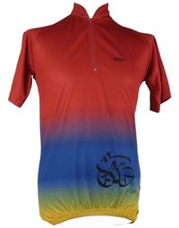 Pánské červeno-modro-žluté cyklistické tričko Feroti 