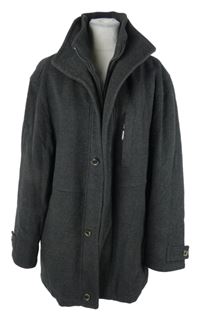 Pánský tmavošedý vlněný kabát Pierre Cardin