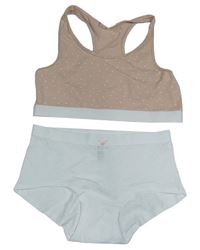 2set- světlerůžová lambada s puntíky+ bílé kalhotky