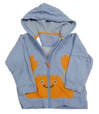 Modrá propínací mikina s krabem a kapucí Mothercare