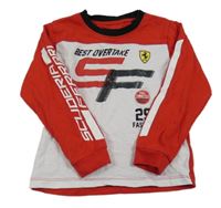 Červeno-bílé triko s nápisem 