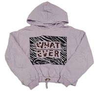 Fialová crop mikina s nápisem, flitry a kapucí River Island