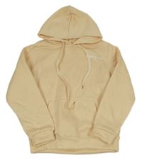 Smetanová mikina s nápisem a kapucí 