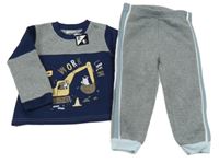 Nové - 2set- tmavomodro-šedá mikina s bagrem+ tepláky Orsolino