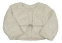 Bílá kožešinová podšitá bunda s proužkem 