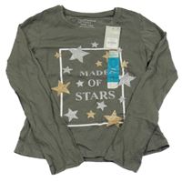 Nové - Šedé crop triko s nápisem a hvězdami Primark