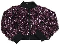 Černo-růžová flitrovaná crop bunda TU