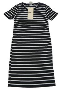 Nové - Černo-bílé pruhované šaty Shein