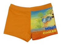 Oranžovo-barevné plavkové kraťasy s Mimoněm 