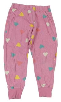 Růžové pyžamové kalhoty se srdíčky 