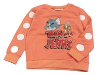 Korálová mikina s puntíky na rukávech - Tom a Jerry Name it