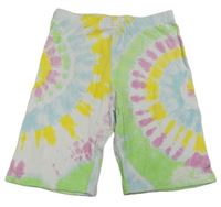 Bílo-barevné batikované žebrované elastické kraťasy Matalan