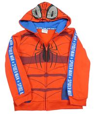 Červená propínací mikina se Spidermanem a kapucí Marvel